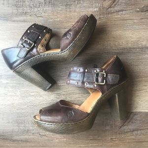 Born block heels. Real leather. Size 9